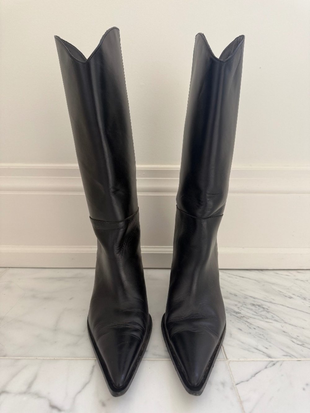 Coperni Black Leather Cowboy Bridge Boots Pointed Toe - Size 40